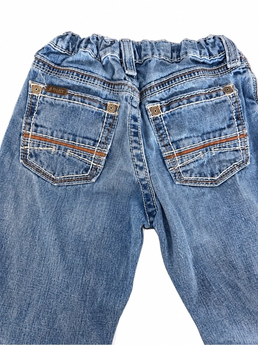 Ariat B4 Relaxed Boys Bootcut Jeans Adjustable Thick Stitch Medium Wash Denim 12
